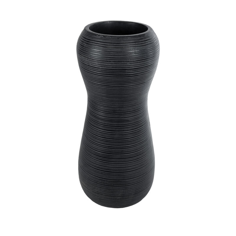 GloboStar® Artificial Garden BARRIO 20773 Επιδαπέδιο Πολυεστερικό Τσιμεντένιο Κασπώ Γλάστρα – Flower Pot Μαύρο Φ40 x Υ93cm