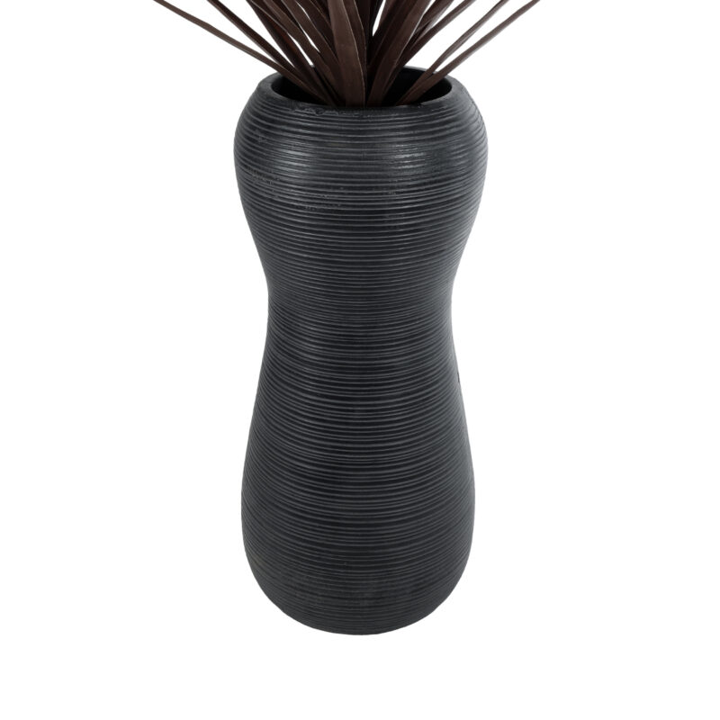 GloboStar® Artificial Garden BARRIO 20773 Επιδαπέδιο Πολυεστερικό Τσιμεντένιο Κασπώ Γλάστρα – Flower Pot Μαύρο Φ40 x Υ93cm