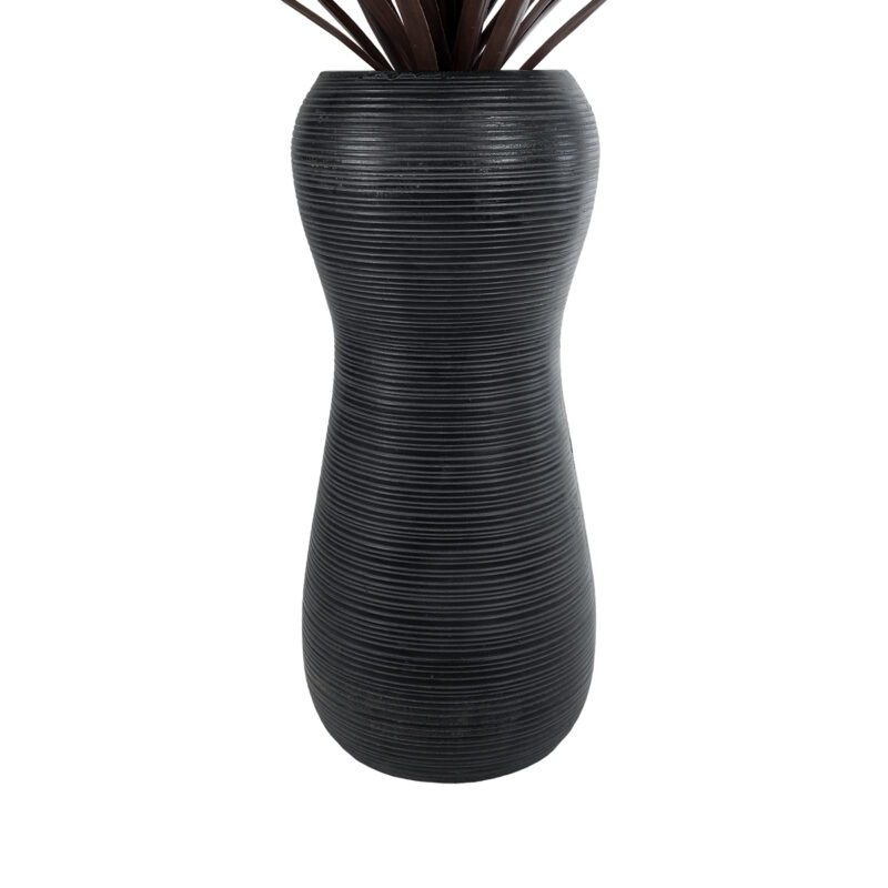 GloboStar® Artificial Garden BARRIO 20773 Επιδαπέδιο Πολυεστερικό Τσιμεντένιο Κασπώ Γλάστρα – Flower Pot Μαύρο Φ40 x Υ93cm