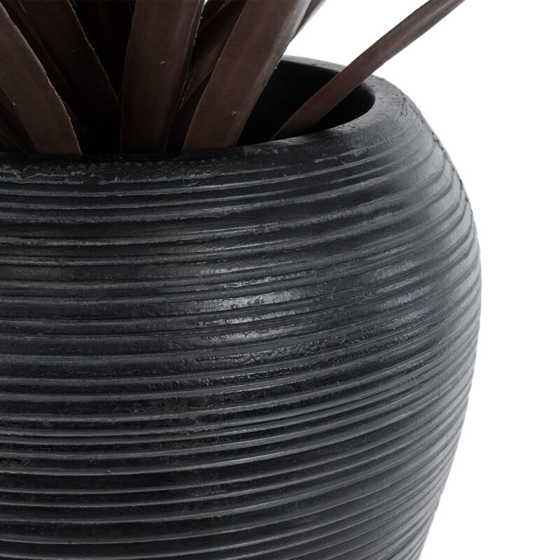GloboStar® Artificial Garden BARRIO 20773 Επιδαπέδιο Πολυεστερικό Τσιμεντένιο Κασπώ Γλάστρα – Flower Pot Μαύρο Φ40 x Υ93cm
