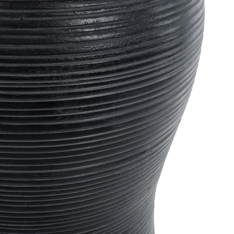GloboStar® Artificial Garden BARRIO 20773 Επιδαπέδιο Πολυεστερικό Τσιμεντένιο Κασπώ Γλάστρα – Flower Pot Μαύρο Φ40 x Υ93cm