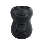 GloboStar® Artificial Garden BARRIO 20774 Επιδαπέδιο Πολυεστερικό Τσιμεντένιο Κασπώ Γλάστρα – Flower Pot Μαύρο Φ45 x Υ63cm