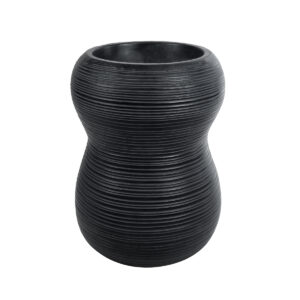 GloboStar® Artificial Garden BARRIO 20774 Επιδαπέδιο Πολυεστερικό Τσιμεντένιο Κασπώ Γλάστρα – Flower Pot Μαύρο Φ45 x Υ63cm