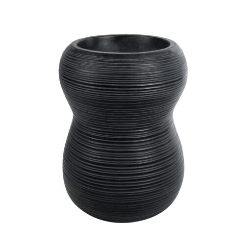 GloboStar® Artificial Garden BARRIO 20774 Επιδαπέδιο Πολυεστερικό Τσιμεντένιο Κασπώ Γλάστρα – Flower Pot Μαύρο Φ45 x Υ63cm