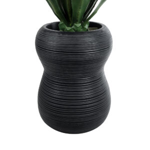 GloboStar® Artificial Garden BARRIO 20774 Επιδαπέδιο Πολυεστερικό Τσιμεντένιο Κασπώ Γλάστρα – Flower Pot Μαύρο Φ45 x Υ63cm