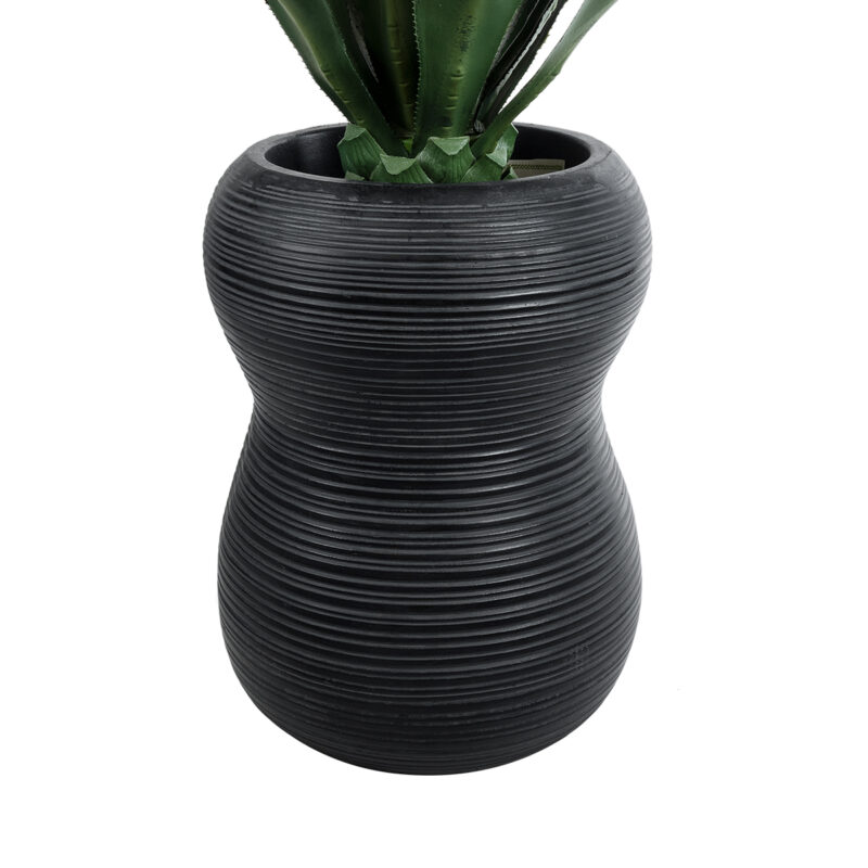 GloboStar® Artificial Garden BARRIO 20774 Επιδαπέδιο Πολυεστερικό Τσιμεντένιο Κασπώ Γλάστρα – Flower Pot Μαύρο Φ45 x Υ63cm