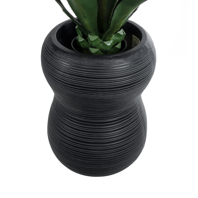 GloboStar® Artificial Garden BARRIO 20774 Επιδαπέδιο Πολυεστερικό Τσιμεντένιο Κασπώ Γλάστρα – Flower Pot Μαύρο Φ45 x Υ63cm