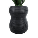 GloboStar® Artificial Garden BARRIO 20774 Επιδαπέδιο Πολυεστερικό Τσιμεντένιο Κασπώ Γλάστρα – Flower Pot Μαύρο Φ45 x Υ63cm