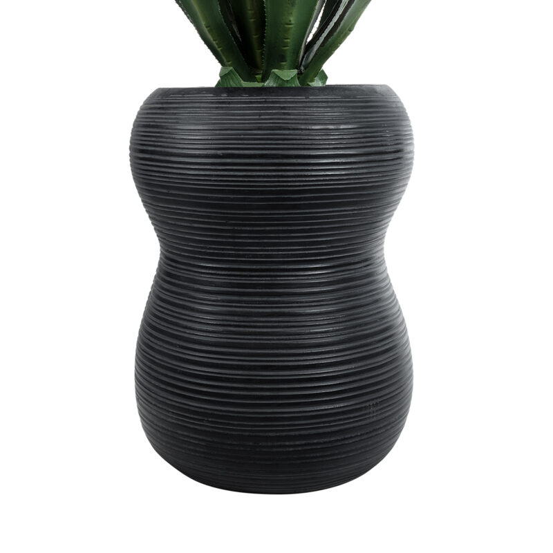 GloboStar® Artificial Garden BARRIO 20774 Επιδαπέδιο Πολυεστερικό Τσιμεντένιο Κασπώ Γλάστρα – Flower Pot Μαύρο Φ45 x Υ63cm