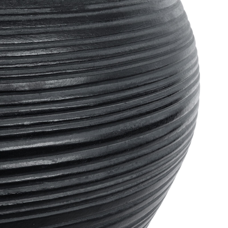 GloboStar® Artificial Garden BARRIO 20774 Επιδαπέδιο Πολυεστερικό Τσιμεντένιο Κασπώ Γλάστρα – Flower Pot Μαύρο Φ45 x Υ63cm