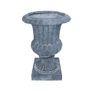 GloboStar® Artificial Garden ALCAZAR 20778 Επιδαπέδιο Πολυεστερικό Τσιμεντένιο Κασπώ Γλάστρα – Flower Pot Γκρι Φ38 x Υ51cm