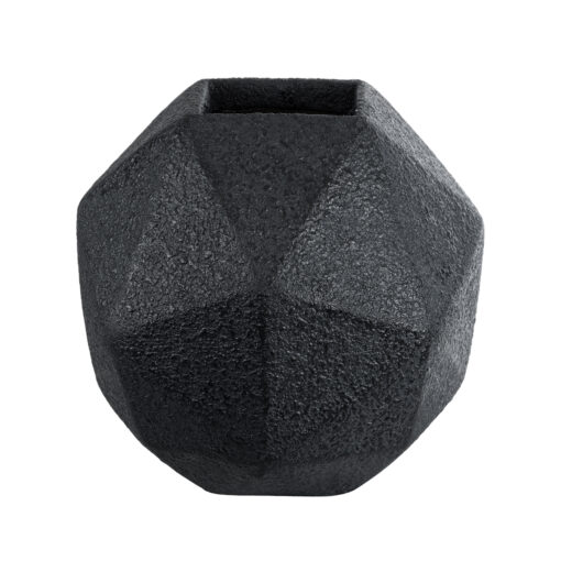 GloboStar® Artificial Garden CARNABY 20779 Επιδαπέδιο Πολυεστερικό Τσιμεντένιο Κασπώ Γλάστρα – Flower Pot Μαύρο Μ38 x Π38 x Υ38cm