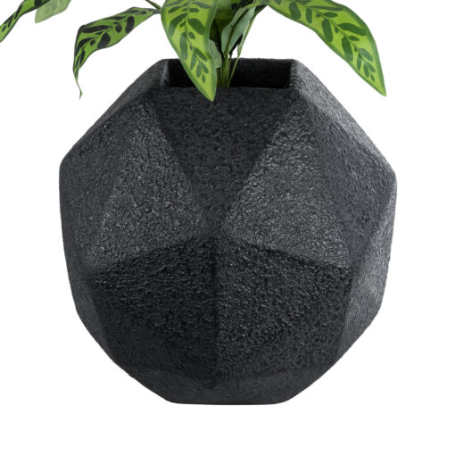 GloboStar® Artificial Garden CARNABY 20779 Επιδαπέδιο Πολυεστερικό Τσιμεντένιο Κασπώ Γλάστρα – Flower Pot Μαύρο Μ38 x Π38 x Υ38cm