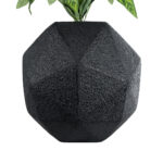 GloboStar® Artificial Garden CARNABY 20779 Επιδαπέδιο Πολυεστερικό Τσιμεντένιο Κασπώ Γλάστρα – Flower Pot Μαύρο Μ38 x Π38 x Υ38cm