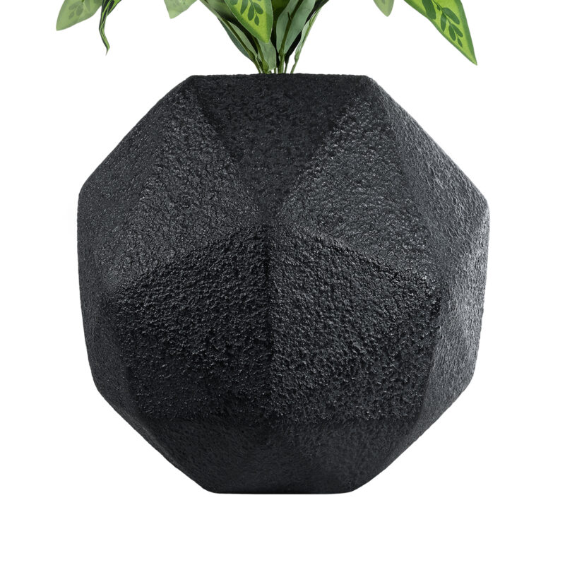 GloboStar® Artificial Garden CARNABY 20779 Επιδαπέδιο Πολυεστερικό Τσιμεντένιο Κασπώ Γλάστρα – Flower Pot Μαύρο Μ38 x Π38 x Υ38cm