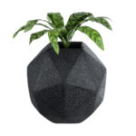 GloboStar® Artificial Garden CARNABY 20779 Επιδαπέδιο Πολυεστερικό Τσιμεντένιο Κασπώ Γλάστρα – Flower Pot Μαύρο Μ38 x Π38 x Υ38cm