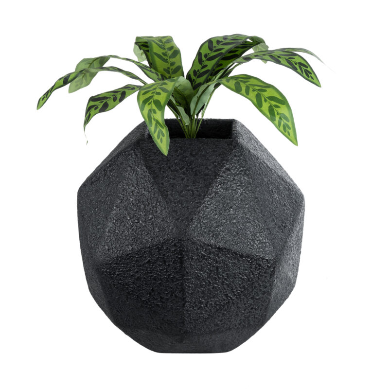 GloboStar® Artificial Garden CARNABY 20779 Επιδαπέδιο Πολυεστερικό Τσιμεντένιο Κασπώ Γλάστρα – Flower Pot Μαύρο Μ38 x Π38 x Υ38cm