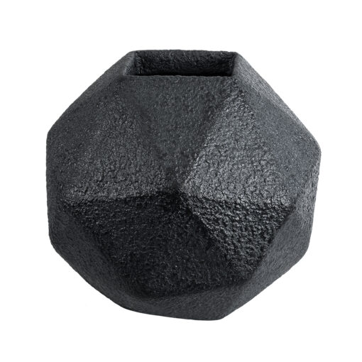 GloboStar® Artificial Garden CARNABY 20780 Επιδαπέδιο Πολυεστερικό Τσιμεντένιο Κασπώ Γλάστρα – Flower Pot Μαύρο Μ30 x Π30 x Υ30cm