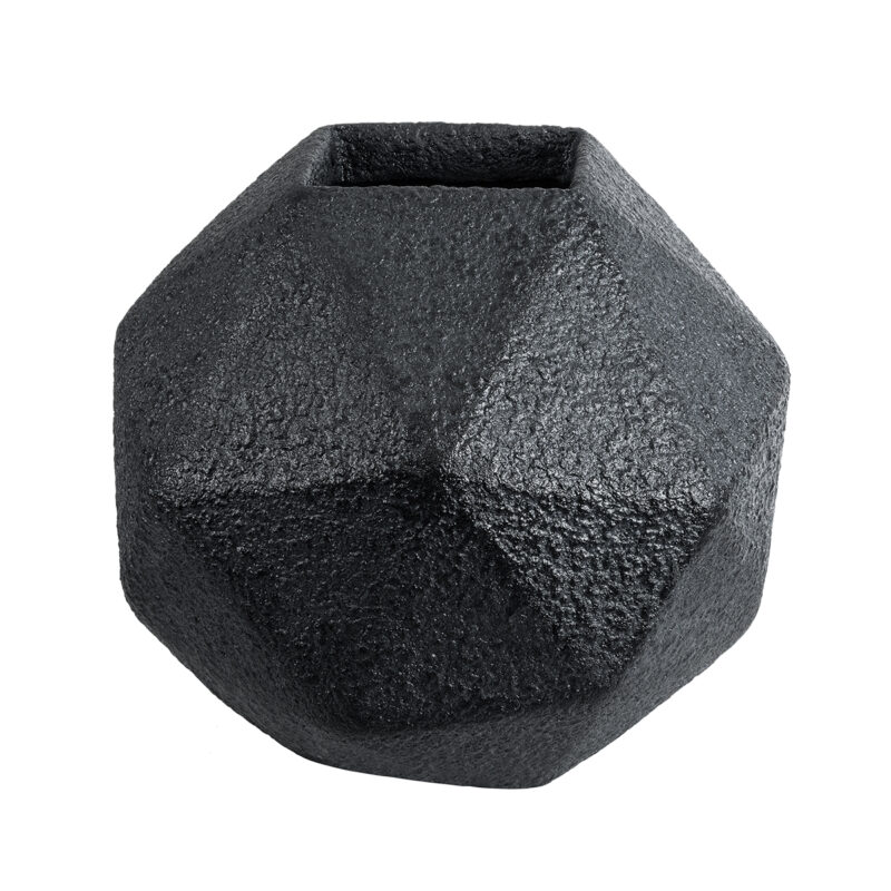 GloboStar® Artificial Garden CARNABY 20780 Επιδαπέδιο Πολυεστερικό Τσιμεντένιο Κασπώ Γλάστρα – Flower Pot Μαύρο Μ30 x Π30 x Υ30cm