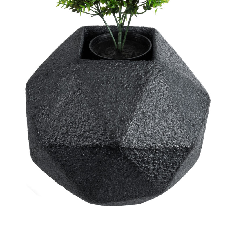 GloboStar® Artificial Garden CARNABY 20780 Επιδαπέδιο Πολυεστερικό Τσιμεντένιο Κασπώ Γλάστρα – Flower Pot Μαύρο Μ30 x Π30 x Υ30cm