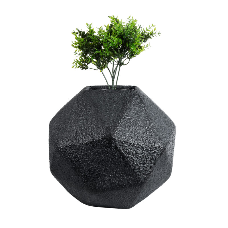 GloboStar® Artificial Garden CARNABY 20780 Επιδαπέδιο Πολυεστερικό Τσιμεντένιο Κασπώ Γλάστρα – Flower Pot Μαύρο Μ30 x Π30 x Υ30cm