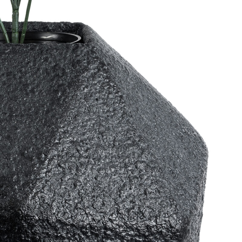 GloboStar® Artificial Garden CARNABY 20780 Επιδαπέδιο Πολυεστερικό Τσιμεντένιο Κασπώ Γλάστρα – Flower Pot Μαύρο Μ30 x Π30 x Υ30cm