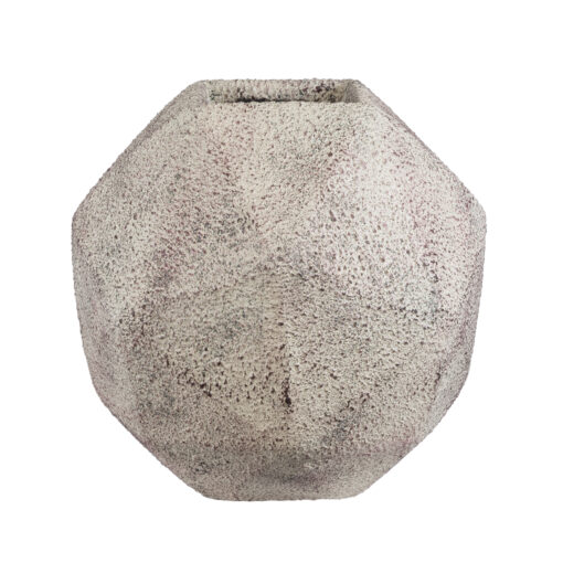 GloboStar® Artificial Garden BOROUGH 20781 Επιδαπέδιο Πολυεστερικό Τσιμεντένιο Κασπώ Γλάστρα – Flower Pot Λευκό με Μπεζ Μ38 x Π38 x Υ38cm