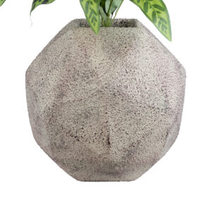 GloboStar® Artificial Garden BOROUGH 20781 Επιδαπέδιο Πολυεστερικό Τσιμεντένιο Κασπώ Γλάστρα – Flower Pot Λευκό με Μπεζ Μ38 x Π38 x Υ38cm