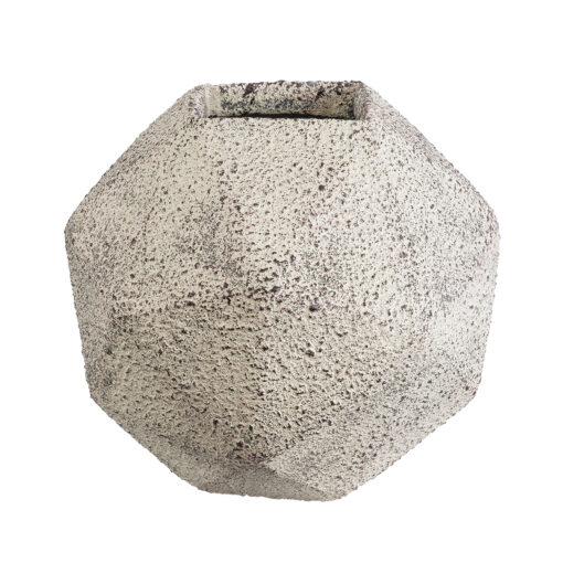 GloboStar® Artificial Garden BOROUGH 20782 Επιδαπέδιο Πολυεστερικό Τσιμεντένιο Κασπώ Γλάστρα – Flower Pot Λευκό με Μπεζ Μ30 x Π30 x Υ30cm