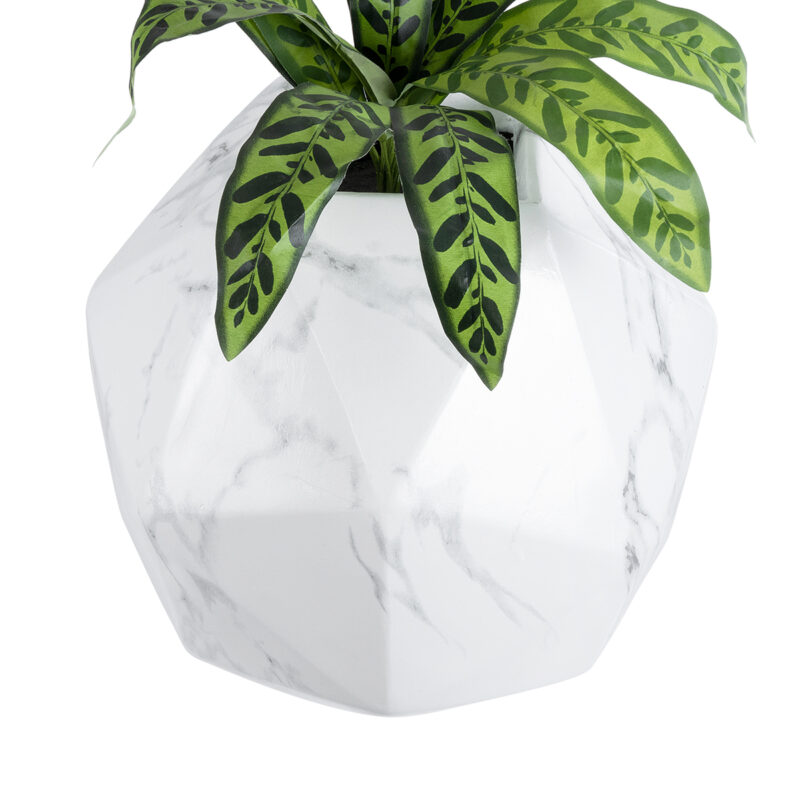 GloboStar® Artificial Garden BRIXTON 20783 Επιδαπέδιο Πολυεστερικό Τσιμεντένιο Κασπώ Γλάστρα – Flower Pot Λευκό Μ38 x Π38 x Υ38cm