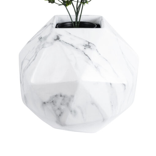 GloboStar® Artificial Garden BRIXTON 20784 Επιδαπέδιο Πολυεστερικό Τσιμεντένιο Κασπώ Γλάστρα – Flower Pot Λευκό Μ30 x Π30 x Υ30cm