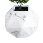 GloboStar® Artificial Garden BRIXTON 20784 Επιδαπέδιο Πολυεστερικό Τσιμεντένιο Κασπώ Γλάστρα – Flower Pot Λευκό Μ30 x Π30 x Υ30cm