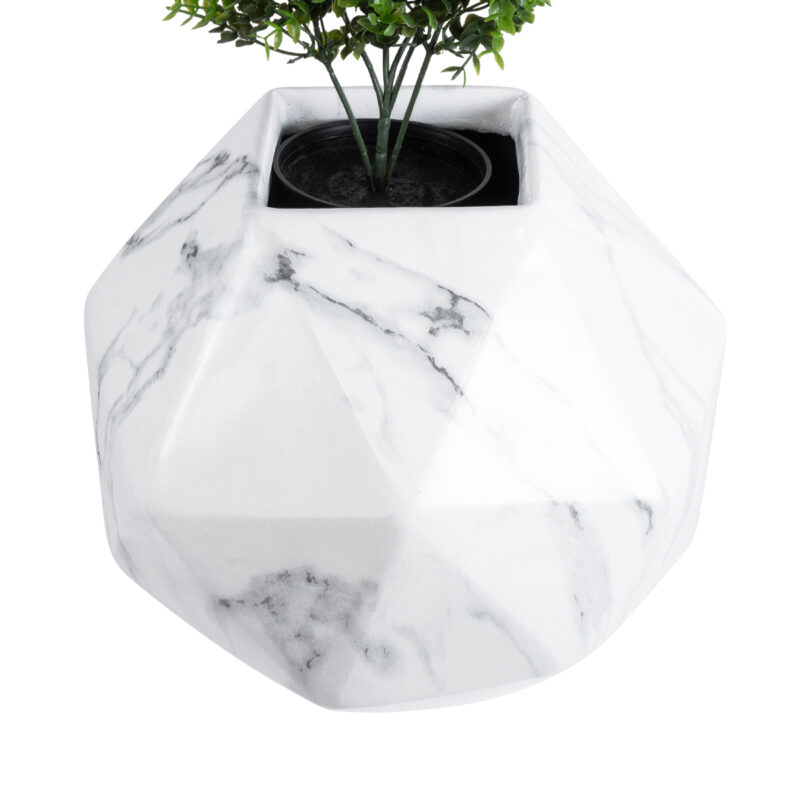 GloboStar® Artificial Garden BRIXTON 20784 Επιδαπέδιο Πολυεστερικό Τσιμεντένιο Κασπώ Γλάστρα – Flower Pot Λευκό Μ30 x Π30 x Υ30cm