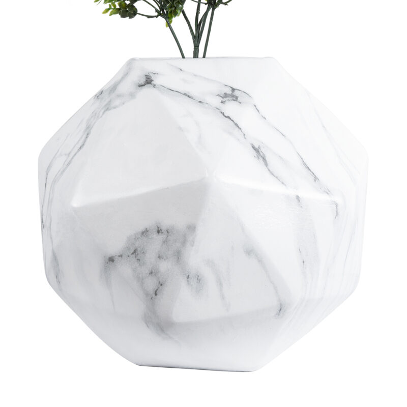 GloboStar® Artificial Garden BRIXTON 20784 Επιδαπέδιο Πολυεστερικό Τσιμεντένιο Κασπώ Γλάστρα – Flower Pot Λευκό Μ30 x Π30 x Υ30cm