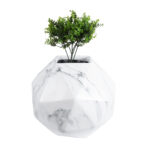 GloboStar® Artificial Garden BRIXTON 20784 Επιδαπέδιο Πολυεστερικό Τσιμεντένιο Κασπώ Γλάστρα – Flower Pot Λευκό Μ30 x Π30 x Υ30cm
