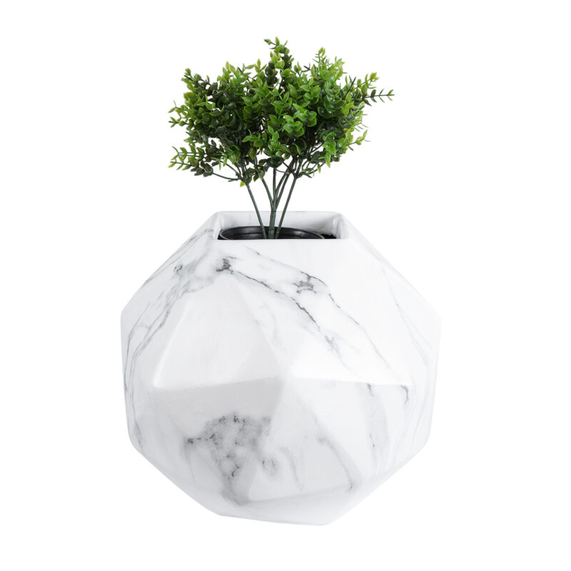 GloboStar® Artificial Garden BRIXTON 20784 Επιδαπέδιο Πολυεστερικό Τσιμεντένιο Κασπώ Γλάστρα – Flower Pot Λευκό Μ30 x Π30 x Υ30cm