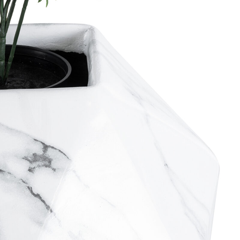 GloboStar® Artificial Garden BRIXTON 20784 Επιδαπέδιο Πολυεστερικό Τσιμεντένιο Κασπώ Γλάστρα – Flower Pot Λευκό Μ30 x Π30 x Υ30cm