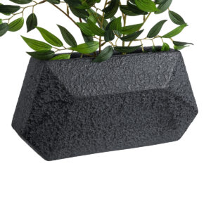 GloboStar® Artificial Garden GREENWICH 20785 Επιδαπέδιο Πολυεστερικό Τσιμεντένιο Κασπώ Γλάστρα – Flower Pot Μαύρο Μ40 x Π16 x Υ21cm