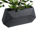 GloboStar® Artificial Garden GREENWICH 20785 Επιδαπέδιο Πολυεστερικό Τσιμεντένιο Κασπώ Γλάστρα – Flower Pot Μαύρο Μ40 x Π16 x Υ21cm