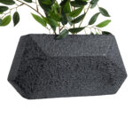 GloboStar® Artificial Garden GREENWICH 20785 Επιδαπέδιο Πολυεστερικό Τσιμεντένιο Κασπώ Γλάστρα – Flower Pot Μαύρο Μ40 x Π16 x Υ21cm