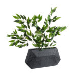 GloboStar® Artificial Garden GREENWICH 20785 Επιδαπέδιο Πολυεστερικό Τσιμεντένιο Κασπώ Γλάστρα – Flower Pot Μαύρο Μ40 x Π16 x Υ21cm