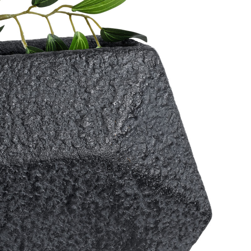 GloboStar® Artificial Garden GREENWICH 20785 Επιδαπέδιο Πολυεστερικό Τσιμεντένιο Κασπώ Γλάστρα – Flower Pot Μαύρο Μ40 x Π16 x Υ21cm