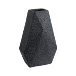 GloboStar® Artificial Garden GREENWICH 20786 Επιδαπέδιο Πολυεστερικό Τσιμεντένιο Κασπώ Γλάστρα – Flower Pot Μαύρο Μ20 x Π14 x Υ32cm