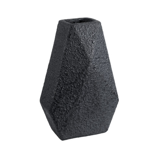 GloboStar® Artificial Garden GREENWICH 20786 Επιδαπέδιο Πολυεστερικό Τσιμεντένιο Κασπώ Γλάστρα – Flower Pot Μαύρο Μ20 x Π14 x Υ32cm