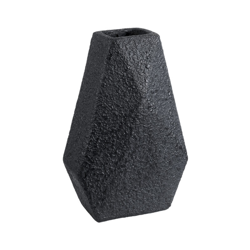 GloboStar® Artificial Garden GREENWICH 20786 Επιδαπέδιο Πολυεστερικό Τσιμεντένιο Κασπώ Γλάστρα – Flower Pot Μαύρο Μ20 x Π14 x Υ32cm