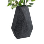 GloboStar® Artificial Garden GREENWICH 20786 Επιδαπέδιο Πολυεστερικό Τσιμεντένιο Κασπώ Γλάστρα – Flower Pot Μαύρο Μ20 x Π14 x Υ32cm