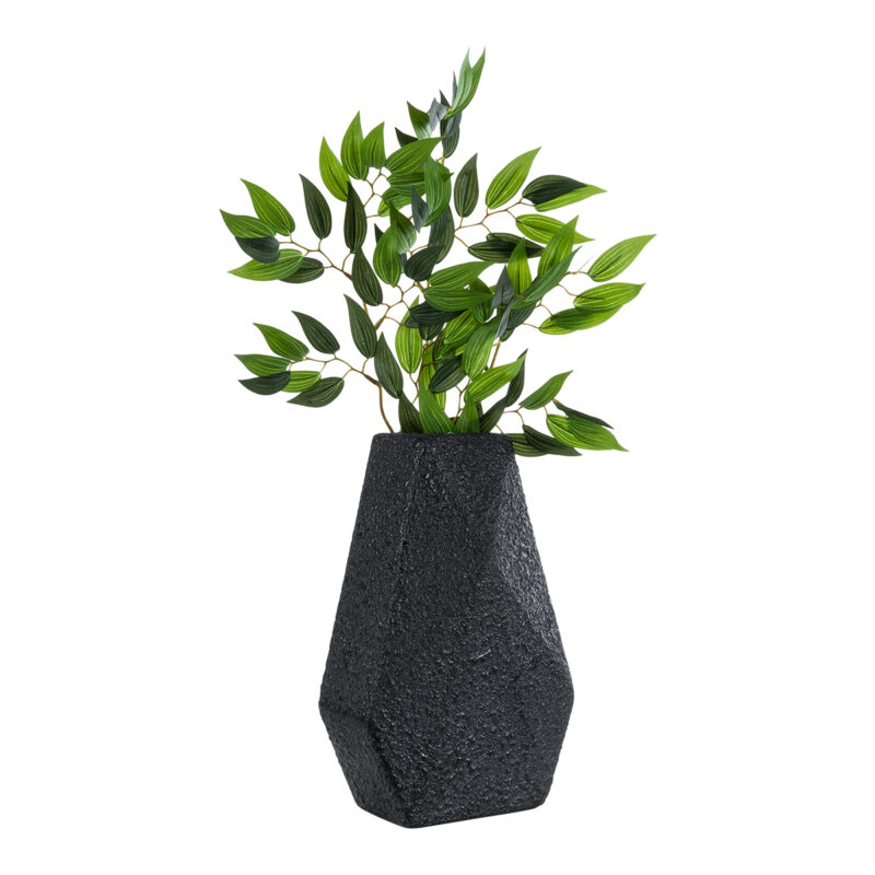 GloboStar® Artificial Garden GREENWICH 20786 Επιδαπέδιο Πολυεστερικό Τσιμεντένιο Κασπώ Γλάστρα – Flower Pot Μαύρο Μ20 x Π14 x Υ32cm