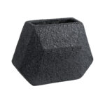 GloboStar® Artificial Garden GREENWICH 20787 Επιδαπέδιο Πολυεστερικό Τσιμεντένιο Κασπώ Γλάστρα – Flower Pot Μαύρο Μ24 x Π14 x Υ20cm