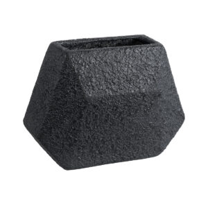 GloboStar® Artificial Garden GREENWICH 20787 Επιδαπέδιο Πολυεστερικό Τσιμεντένιο Κασπώ Γλάστρα – Flower Pot Μαύρο Μ24 x Π14 x Υ20cm