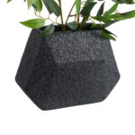 GloboStar® Artificial Garden GREENWICH 20787 Επιδαπέδιο Πολυεστερικό Τσιμεντένιο Κασπώ Γλάστρα – Flower Pot Μαύρο Μ24 x Π14 x Υ20cm